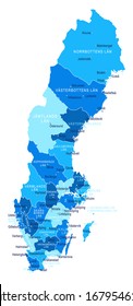 Sweden map. Cities regions Vector illustration