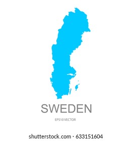 sweden map color blue vector eps10