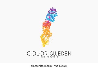 Sweden. Map of Sweden. Color Sweden logo.