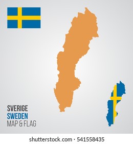 Sweden Map and Flag