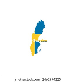 Sweden map and flag colors design on white background