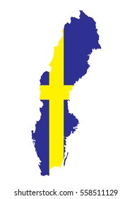 Sweden map with flag Vector