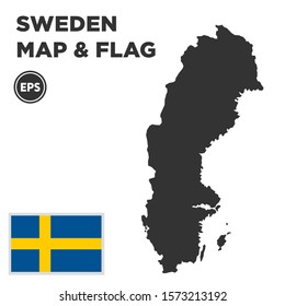 Sweden Map With Sweden Flag Vector Design