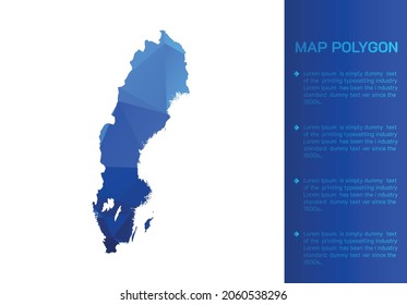 Sweden map in geometric blue polygonal style modern design on white background. Vector illustration map in geometric blue polygonal style modern design on white background. Vector illustration.
