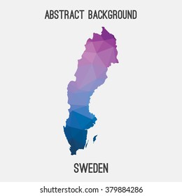Sweden map in geometric polygonal style.Abstract tessellation,modern design background. Vector illustration EPS8