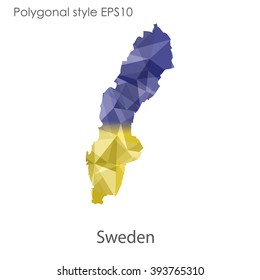 Sweden map in geometric polygonal style.Abstract gems triangle,modern design background.