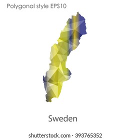 Sweden map in geometric polygonal style.Abstract gems triangle,modern design background.