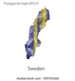 Sweden map in geometric polygonal style.Abstract gems triangle,modern design background.