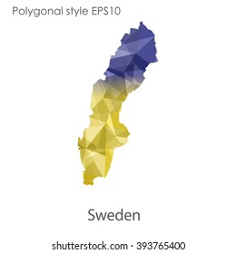 Sweden map in geometric polygonal style.Abstract gems triangle,modern design background.