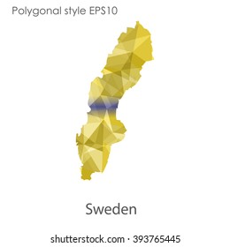 Sweden map in geometric polygonal style.Abstract gems triangle,modern design background.