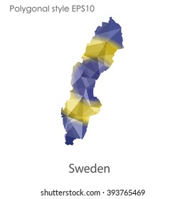 Sweden map in geometric polygonal style.Abstract gems triangle,modern design background.