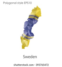 Sweden map in geometric polygonal style.Abstract gems triangle,modern design background.