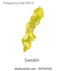 Sweden map in geometric polygonal style.Abstract gems triangle,modern design background.
