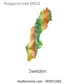 Sweden map in geometric polygonal style.Abstract gems triangle,modern design background.