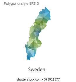 Sweden map in geometric polygonal style.Abstract gems triangle,modern design background.