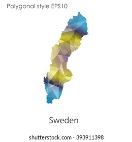 Sweden map in geometric polygonal style.Abstract gems triangle,modern design background.
