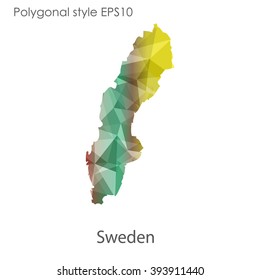 Sweden map in geometric polygonal style.Abstract gems triangle,modern design background.