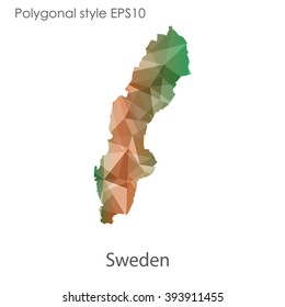 Sweden map in geometric polygonal style.Abstract gems triangle,modern design background.