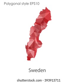 Sweden map in geometric polygonal style.Abstract gems triangle,modern design background.