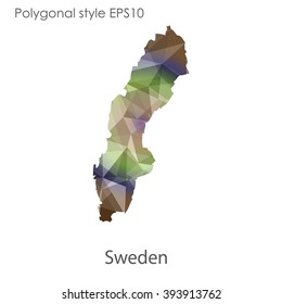 Sweden map in geometric polygonal style.Abstract gems triangle,modern design background.