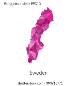 Sweden map in geometric polygonal style.Abstract gems triangle,modern design background.