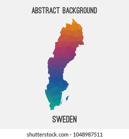 Sweden map in geometric polygonal,mosaic style.Abstract tessellation,modern design background,low poly. Geometric cover, mockup. Vector illustration.