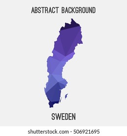 Sweden map in geometric polygonal,mosaic style.Abstract tessellation,modern design background,low poly. Vector illustration.