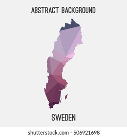 Sweden map in geometric polygonal,mosaic style.Abstract tessellation,modern design background,low poly. Vector illustration.
