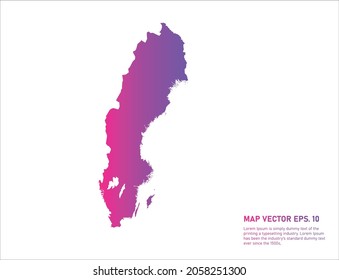 Sweden map gradient color . on white background. 