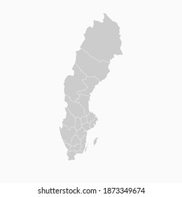 Schweden Map Gray Color. Geografische isolierte graue Vektorlandkarte von Schweden. Vektorgrafik