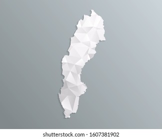 Sweden map gray in polygonal style on dark background. isolated vector illustration eps 10.
