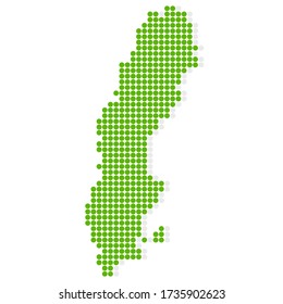 Sweden map green dot icon