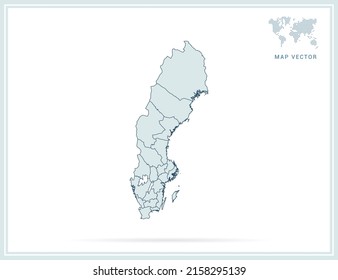 Sweden map green vector on white background.