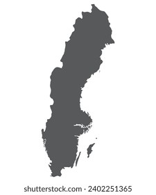 Sweden map. Map of Sweden in grey color