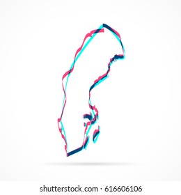 Sweden Map hand drawn with blue and pink highlighters, isolated on a blank background.
Vector illustration, easy to edit, manipulate, resize or colorize.