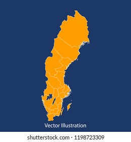 Sweden map - High detailed color map of Sweden. flat design style, clean and modern.Vector illustration eps 10
