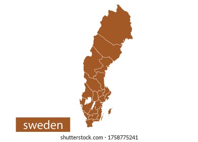 sweden map High Detailed on white background. Abstract design vector illustration eps 10. Orange color.