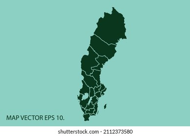 Schweden Karte hoch detailliert auf weißem Hintergrund. Abstraktes Design, Vektorgrafik eps10