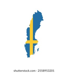 Sweden map icon. Sweden flag map. Vector illustration