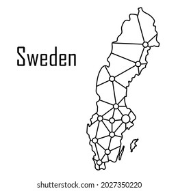 Schweden Karte Symbol, Vektorgrafik auf schwarz auf weißem Hintergrund.