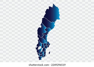 Sweden Map indigo Color on White Background quality files png
