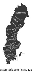 Sweden Map labelled black illustration