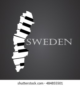 sweden map logo made from piano