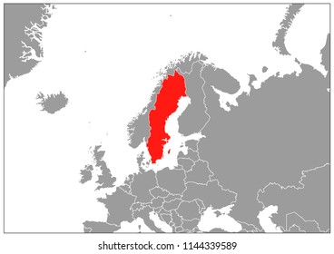 Sweden map on gray base 