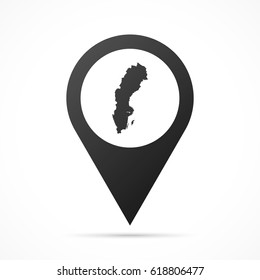 Sweden Map on location pin. Map pointer isolated on a white background.
Conceptual vector illustration.