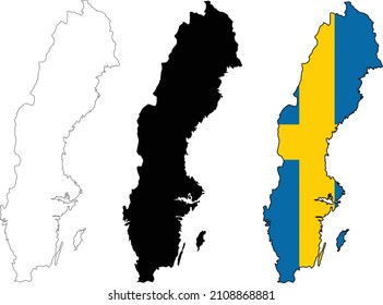 Sweden Map on white background. Outline Map of Sweden sign. flat style.
