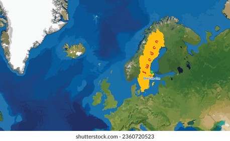 Sweden map on the world background. 
