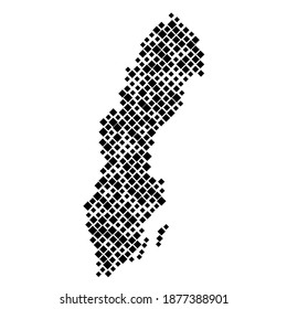 Schweden Karte aus dem Muster der schwarzen Hombusse verschiedener Größen. Vektorgrafik.
