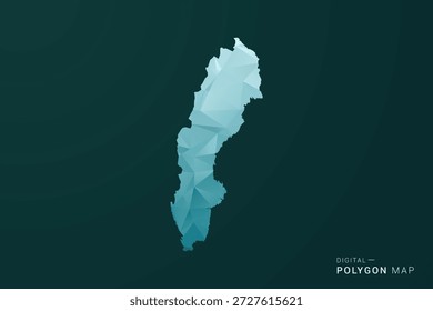 Sweden Map - Polygon style vector illustration in green and blue low poly geometric design, clean minimal silhouette for infographic.
