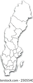 SWEDEN MAP WITH ITS PROVINCES AND POLITICAL ADMINISTRATIVE DIVISIONS